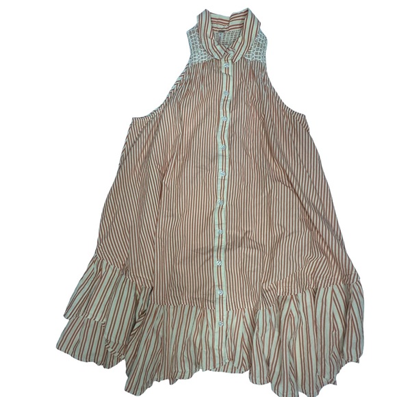 NWOT Free People Be Real Striped Button front Ruffle Mini Dress xs - Picture 15 of 16